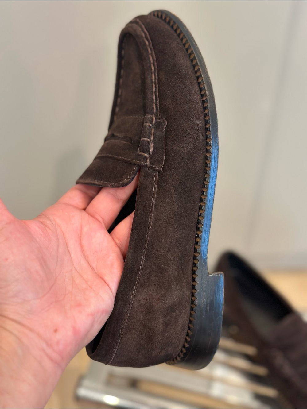 Freda Salvador Elba Espresso Suede Penny Loafers - Picture 5 of 13